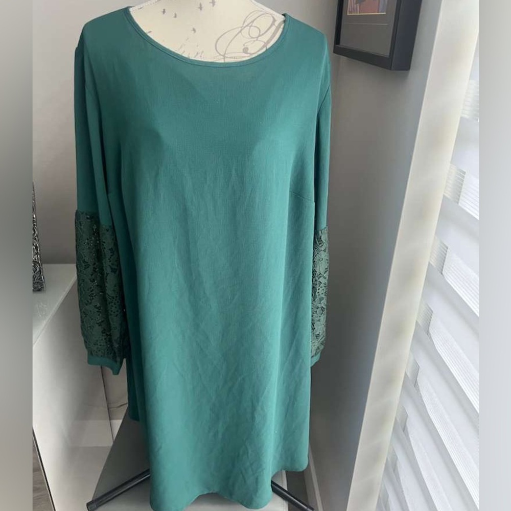 Ava & Viv Green Half Sleeve Lace High Low Dress Women's Size 1X